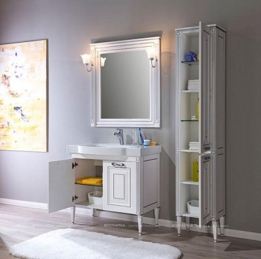 Комплект мебели для ванной Aquanet Паола 90 белый патина серебро - 9 изображение