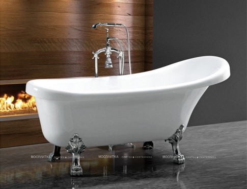 Акриловая ванна Ceruttispa Vico CT7204 на львиных алюминиевых хромированных лапах 150Х70х73 - 4 изображение