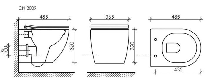Комплект подвесной безободковый унитаз Ceramica Nova Forma Rimless с крышкой-сиденьем CN3009 + инсталляция Am.Pm ProC I012707 - 9 изображение