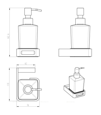 Дозатор Boheme Q 10957-GM для жидкого мыла, серый - 2 изображение