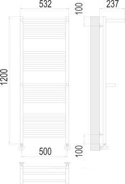 Полотенцесушитель водяной Terminus Аврора П22 500х1200 4670078529244 с 2-мя полками, хром - 3 изображение