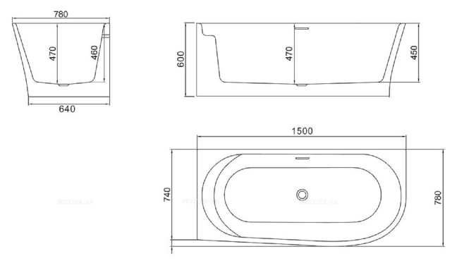 Акриловая ванна BelBagno BB410-1500-780-L, 150x80 см - 2 изображение