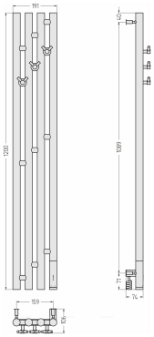 Полотенцесушитель электрический Сунержа Кантата 3.0 120х19,1 см 12-5847-1216 белый - 4 изображение