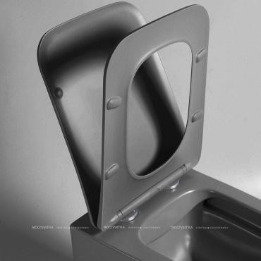 Унитаз подвесной Vincea Q-Line VT1-12MA безободковый, антрацит матовое, ультратонкое soft close сиденье - 5 изображение