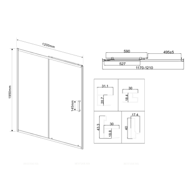 Душевая дверь Vincea City 120х VDS-5CT120CLB черный, стекло прозрачное - 6 изображение