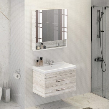 Зеркальный шкаф Comfortу Никосия-80 дуб белый - 3 изображение