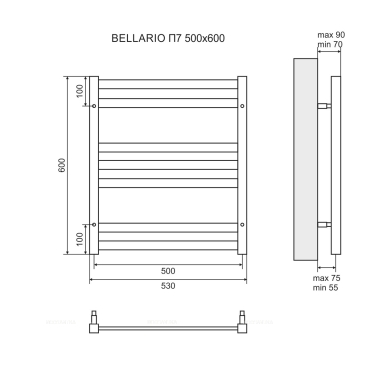 Полотенцесушитель электрический Lemark Bellario П7 500x600 - 5 изображение