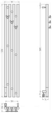 Полотенцесушитель электрический Сунержа Кантата 3.0 120х19,1 см 071-5846-1216 сатин - 4 изображение