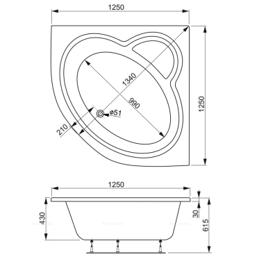Акриловая ванна Vagnerplast MINI CATALINA 125x125 - 8 изображение