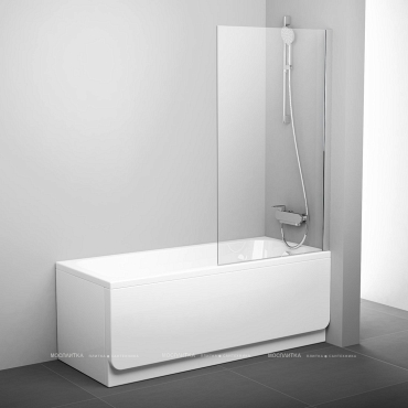 Шторка на ванну Ravak PVS1-80 блестящая+ прозрачное стекло, серый - 2 изображение