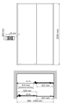 Душевая дверь Wasserkraft Dill 61S12 100x200см прозрачная - 2 изображение