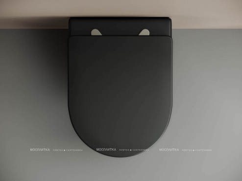 Комплект подвесной безободковый унитаз Ceramica Nova Metropol Rimless с крышкой-сиденьем CN4002MB, черный матовый + инсталляция Geberit Delta 458.149.21.1 с кнопкой, хром глянцевый - 4 изображение