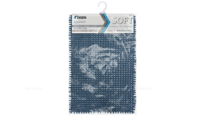 Коврик для ванной Fixsen Soft, синий, 1-ый 40х60 см, FX-4001C - 5 изображение
