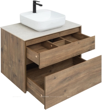 Комплект мебели для ванной Aquanet Nova Lite 75 см 249515, 2 ящика, коричневый - 8 изображение