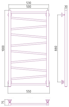 Полотенцесушитель водяной Сунержа Сирокко 100х50 см 30-0253-1050 матовый белый - 3 изображение