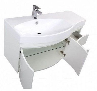 Комплект мебели для ванной Aquanet Опера 115 L 2 двери 2 ящика белый - 6 изображение