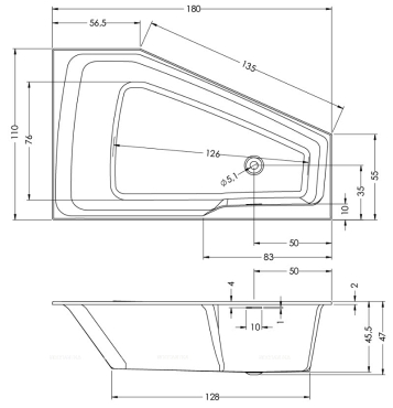 Акриловая ванна Riho Rething Space 180x110 L BR1800500000000 - 3 изображение