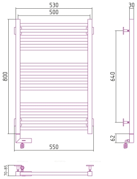 Полотенцесушитель электрический Сунержа Модус 2.0 80х50 см 12-5600-8050 белый - 4 изображение