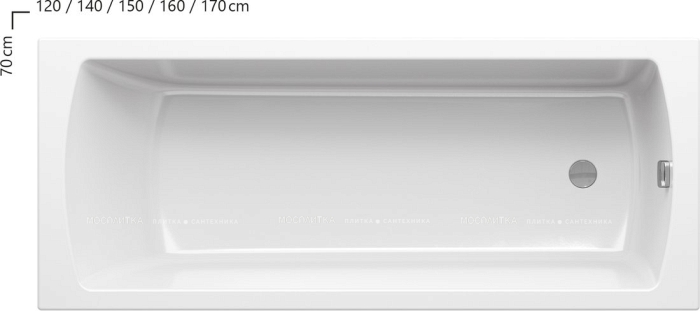 Акриловая ванна 170x70см Ravak Classic CC51000000, белый - 2 изображение