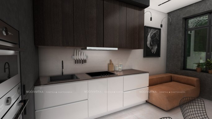 Дизайн Кухня-гостиная в стиле Лофт в белом цвете №12801 - 12 изображение