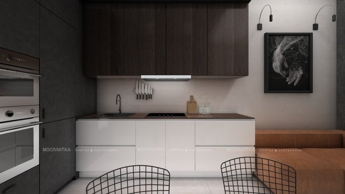Дизайн Кухня-гостиная в стиле Лофт в белом цвете №12801 - 10 изображение