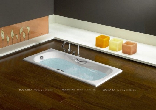 Чугунная ванна 170х75 Roca Malibu 2309G000R с антискользящим покрытием и отверстиями для ручек - 8 изображение