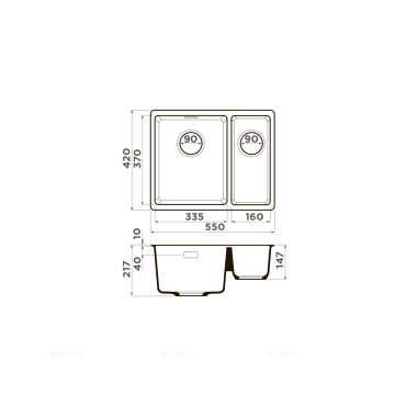 Кухонная мойка Omoikiri Kata 55-2-U-GR leningrad grey, 4993390 - 2 изображение