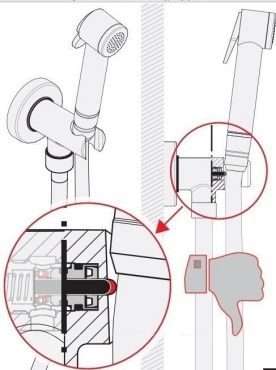 Гигиенический душ Bossini Paloma C69001.030 с запорным устройством, хром - 5 изображение
