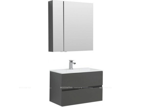 Комплект мебели для ванной Aquanet Алвита 80 серый антрацит - 2 изображение
