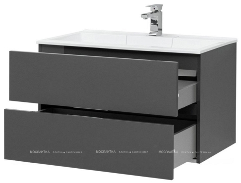 Комплект мебели для ванной Aquanet Алвита 90 серый антрацит - 11 изображение