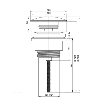 Донный клапан для раковины Wellsee Drainage System 182140000, матовый черный, универсальный - 7 изображение