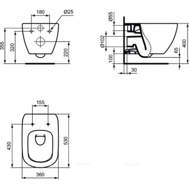 Подвесной унитаз, глубокий смыв Ideal Standard TESI AquaBlade® T0079V3 - 4 изображение