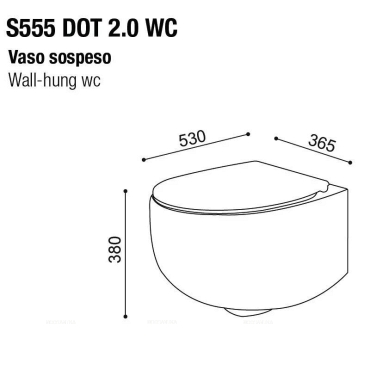 Унитаз подвесной AeT Dot 2.0 с креплениями, черный матовый S555T0R0V6105 - 3 изображение