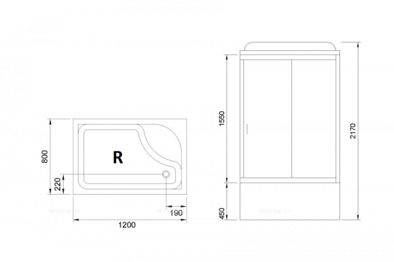 Душевая кабина Royal Bath RB8120BP1-T-CH-L 120х80 см левая стекло прозрачное - 4 изображение