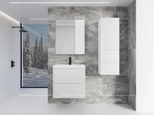 Зеркальный шкаф Style Line Стокгольм 60 см ЛС-00002318 белый рифленый софт - 4 изображение
