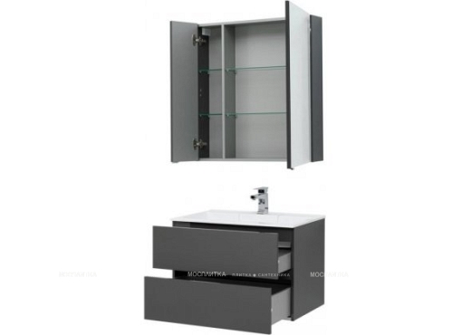 Комплект мебели для ванной Aquanet Алвита 80 серый антрацит - 7 изображение