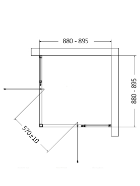 Душевой уголок AQUAme 90х90 см AQM7102-2-9 профиль черный, стекло прозрачное - 3 изображение