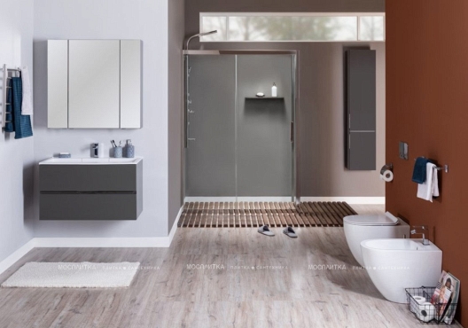 Комплект мебели для ванной Aquanet Алвита 100 серый антрацит - 18 изображение
