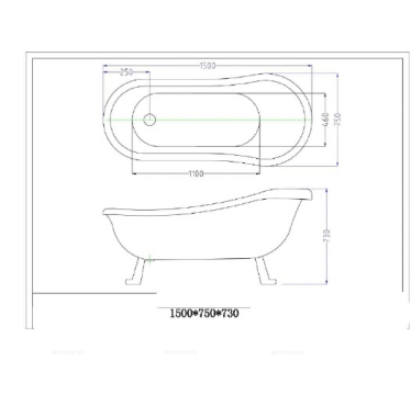 Акриловая ванна Ceruttispa Vico CT7204 на львиных алюминиевых хромированных лапах 150Х70х73 - 5 изображение