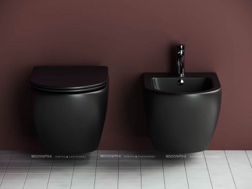 Комплект подвесной безободковый унитаз Ceramica Nova Metropol Rimless с крышкой-сиденьем CN4002MB, черный матовый + инсталляция Am.Pm ProI 012704 - 6 изображение