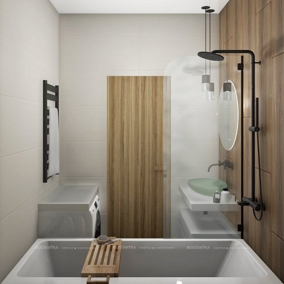 Дизайн Ванная в стиле Современный в бежевом цвете №12307 - 7 изображение