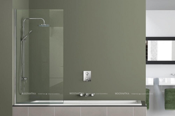 Душевая шторка на ванну Azario Merrit 80х140 см AZ-NF6211-1 800 профиль серебро, стекло прозрачное - 2 изображение