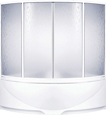 Душевая шторка на ванну Bas Ирис Империал 150х145 ШТ00028 профиль белый, стекло рифленое