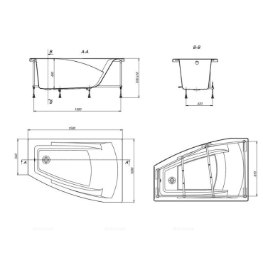 Акриловая ванна Roca Hall Angular 150x100 см R - 3 изображение