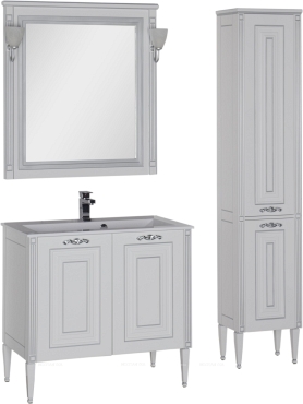 Комплект мебели для ванной Aquanet Паола 90 белый патина серебро - 3 изображение