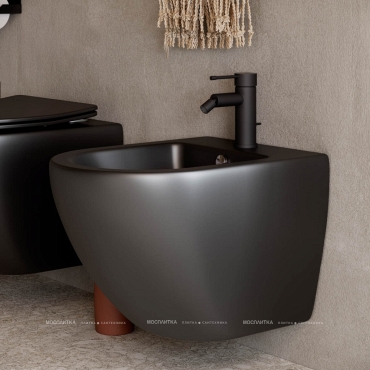 Комплект подвесной безободковый унитаз Ceramica Nova Metropol Rimless с крышкой-сиденьем CN4002MB, черный матовый + инсталляция Am.Pm ProI 012704 - 12 изображение