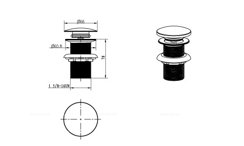 Донный клапан для раковины Boheme Brillante 612 клик-клак - 2 изображение