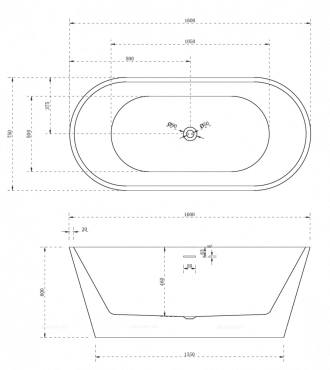 Акриловая ванна Abber 160х75 см AB9320-1.6, белый - 4 изображение