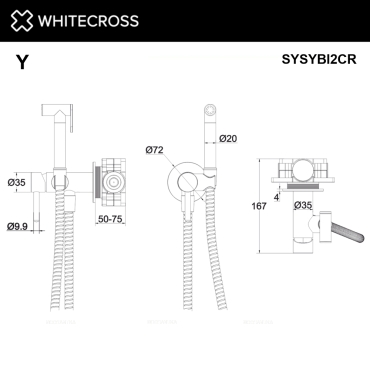 Гигиенический душ Whitecross Y chrome SYSYBI2CR со смесителем, хром глянец - 3 изображение