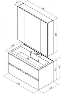 Комплект мебели для ванной Aquanet Алвита 90 серый антрацит - 20 изображение
